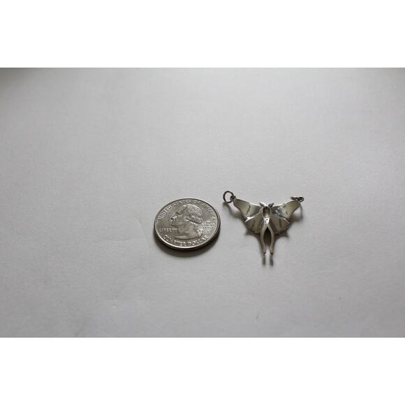 Sterling Silver Luna Moth Pendant Necklace, Silver Luna Moth Pendant - Picture 5 of 5